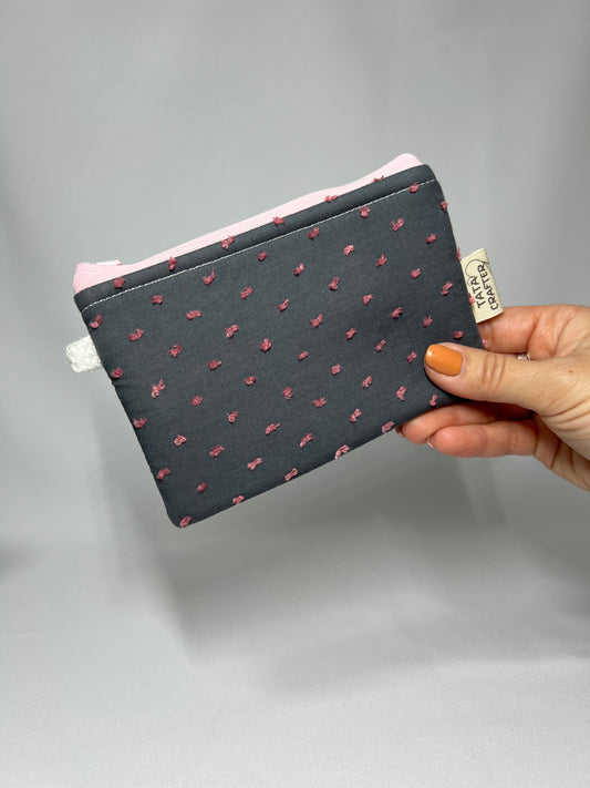 Monedero gris punto rosa